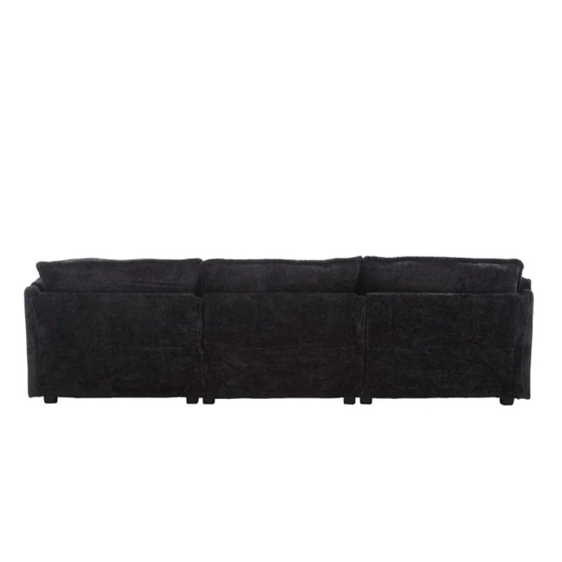 Modern Large L-Shape Sectional Chenille fabric, movable pedals, detachable armrests, oversized three-seat Sofa-海智集-Default-