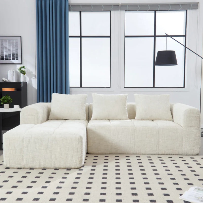 UNITED WE WIN 98.42-inch modular sectional sofa, modern modular L-shaped sofa with chaise longue, equipped with small side pockets and free of compression during installation.-海智集-Default-
