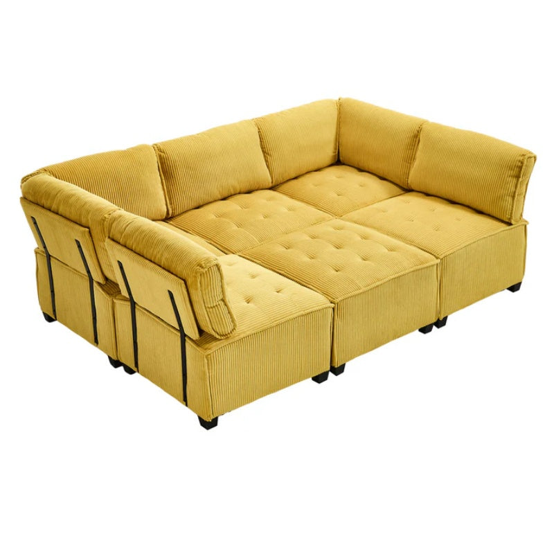 UNITED WE WIN Modular Sectional Sofa U Shaped Modular Couch with Reversible Chaise Modular Sofa Sectional Couch,6- Seat Convertible Sofa,Fit for Living Room-海智集-Default-