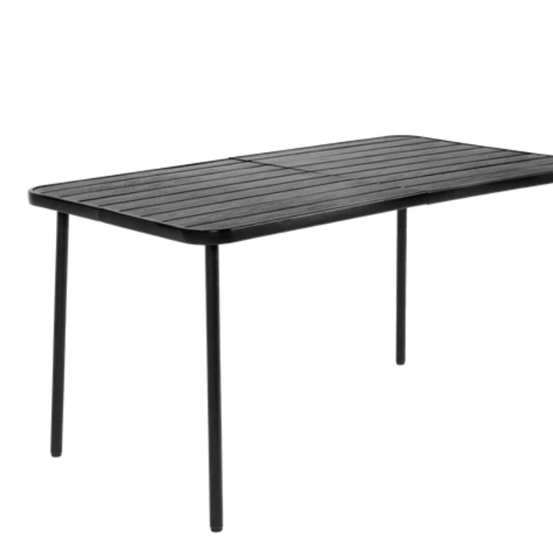 7 Pieces Patio Dining Set, Plastic chair and steel table Outdoor Set, plastic Chairs and Table Set for Garden Patio, Black-海智集-Default-