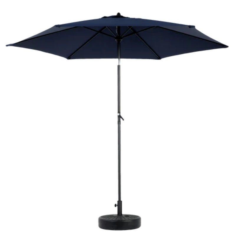 9FT Outdoor Patio Umbrella Outdoor Table Umbrella with Push Button Tilt and Crank, Market Umbrella 6 Sturdy Ribs , Deck, Backyard, Pool (Base Not Included) - (Navy blue )-海智集-Default-