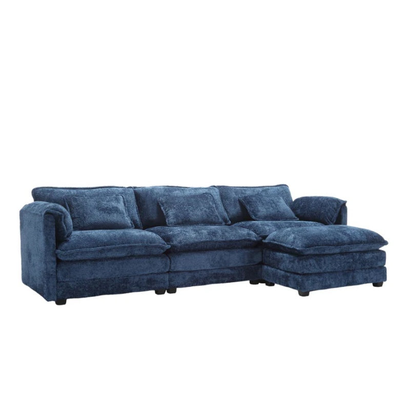 Modern Large L-Shape Sectional Chenille fabric, movable pedals, detachable armrests, oversized three-seat Sofa-海智集-Default-