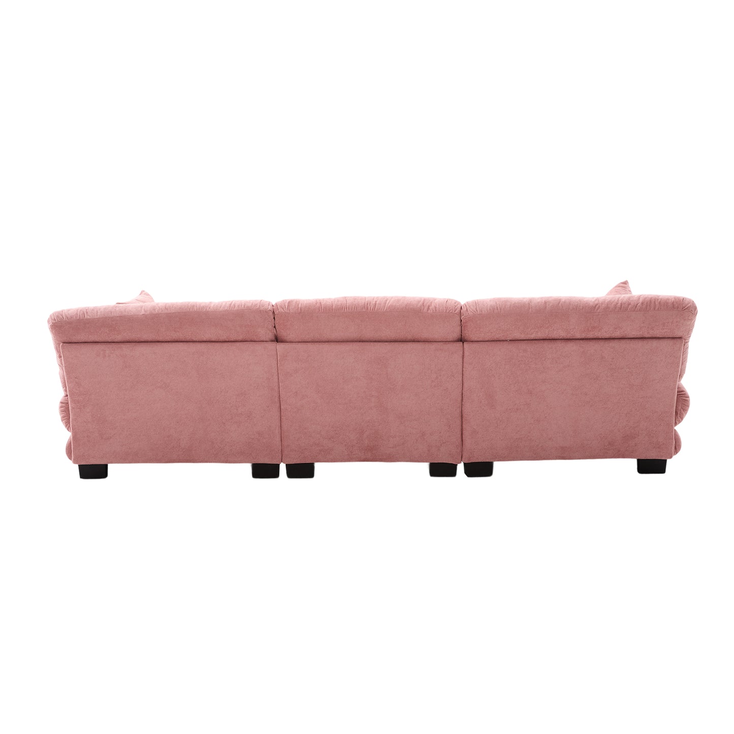UNITED WE WIN Pelletized velvet U Shape Cloud Couch with 2 Ottomans,Free Combined 3 Seater Comfy Sofa with Bolster Armrest Pillows, sofa for Living Room-海智集-Default-