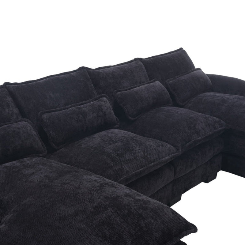 UNITED WE WIN Chenille, high quality sponge filling, solid wood frame, oversized four-seater, U-shaped combination sofa-海智集-Default-