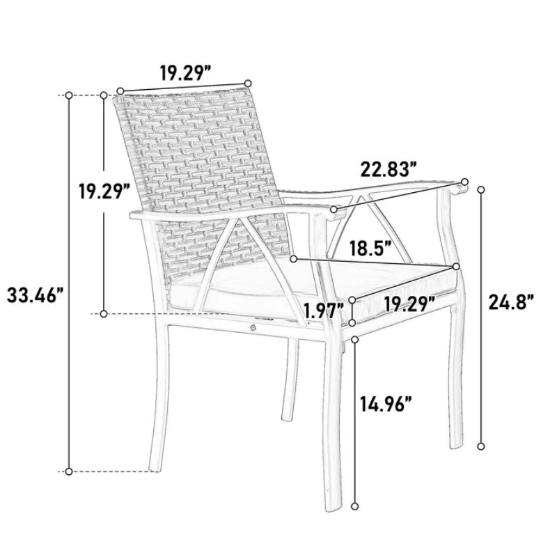 7 Piece Patio Dining Set ,Outdoor Wicker Furniture Set for Backyard Garden Deck Poolside with 2 Cushions Swivel Rocker Chairs,4 Cushions chairs,Table Top, Removable Cushions-海智集-Default-