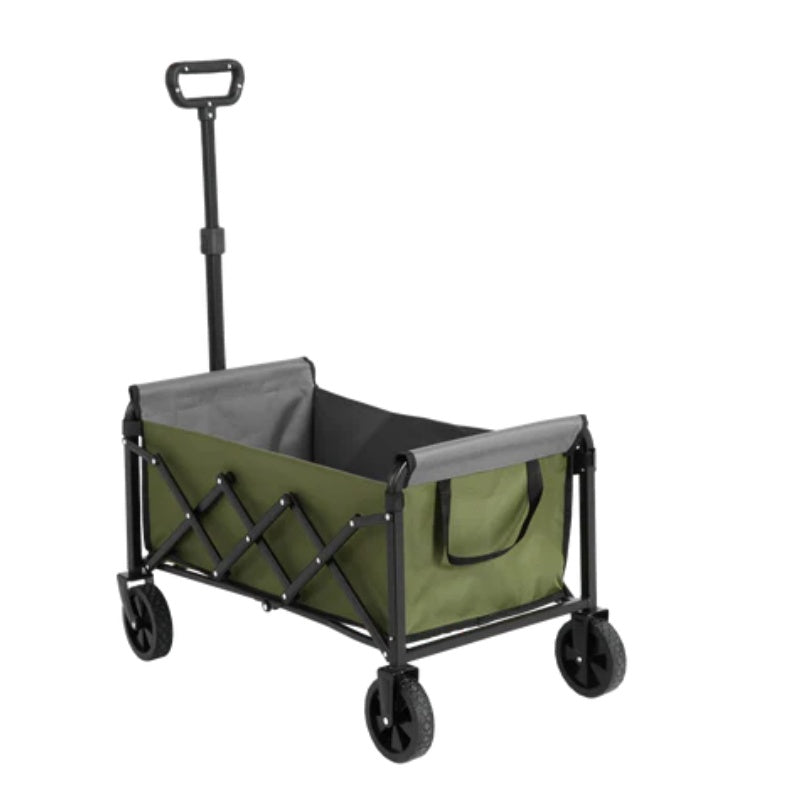 Lightweight Portable Heavy Duty Folding Beach Wagons with Wheels - Outdoor Utility Carts for Grocery, Camping, Shopping, Sports, Garden with Large Capacity -Army green-海智集-Default-