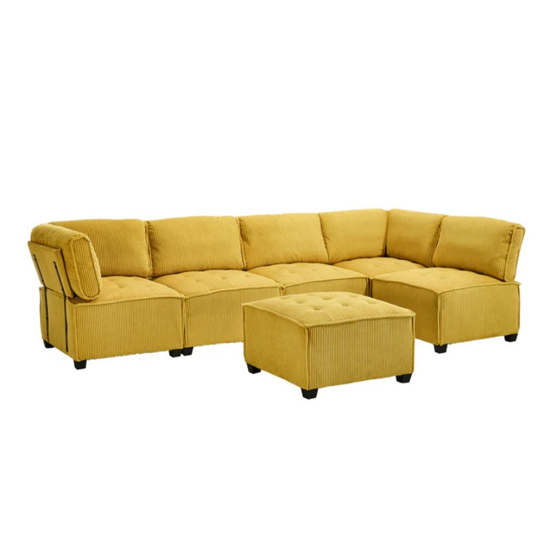 UNITED WE WIN Modular Sectional Sofa U Shaped Modular Couch with Reversible Chaise Modular Sofa Sectional Couch,6- Seat Convertible Sofa,Fit for Living Room-海智集-Default-