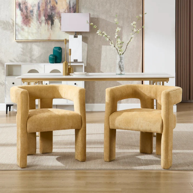 Campcraft Contemporary Designed Fabric Upholstered Accent/Dining Chair /Barrel Side Chairs Kitchen Armchair for Living Room 2PC/SET-海智集-Default-