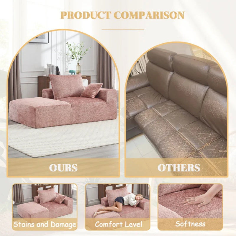 UNITED WE WIN Memory Foam 2-Seater Couch, No Installation & Easy to Transport, Deep Seat Modern Sofa with Chenille Fabric, Couch for Living Room, Bedroom, Apartment, Home Office-海智集-Default-
