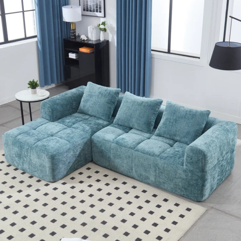 UNITED WE WIN 98.42-inch modular sectional sofa, modern modular L-shaped sofa with chaise longue, equipped with small side pockets and free of compression during installation.-海智集-Default-