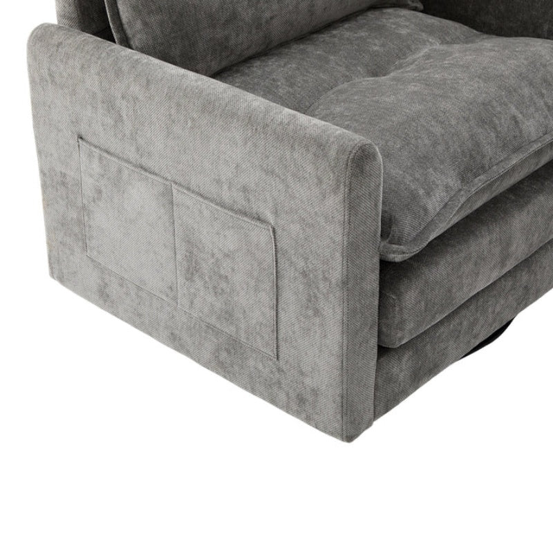 UNITED WE WIN Swivel Barrel Chair - Mid Century Modern Chair, Thick Padded Arm Chair with Solid Metal Base, Comfortable Single Sofa Chair, Swivel Accent Chair for Living Room Bedroom-海智集-Default-