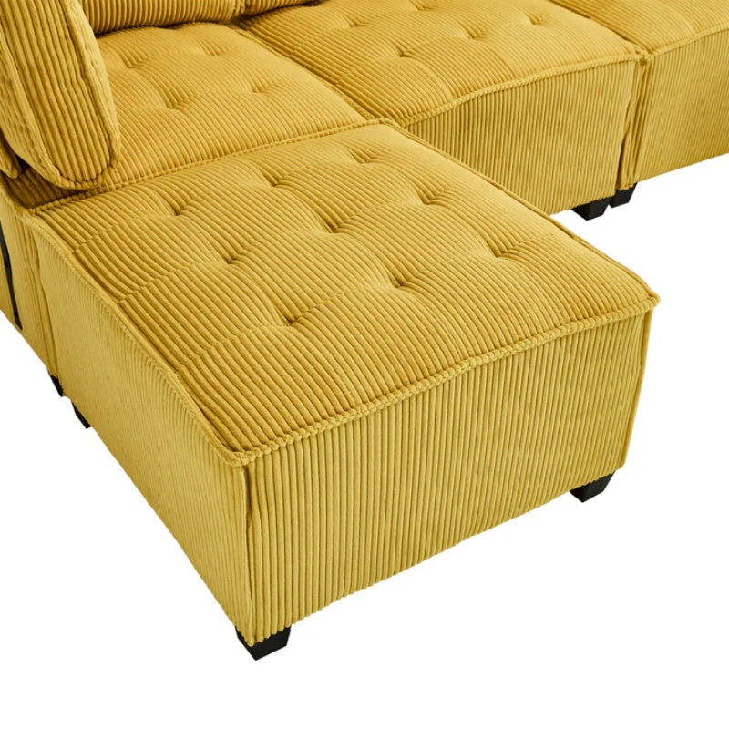 UNITED WE WIN Modular Sectional Sofa U Shaped Modular Couch with Reversible Chaise Modular Sofa Sectional Couch,6- Seat Convertible Sofa,Fit for Living Room-海智集-Default-
