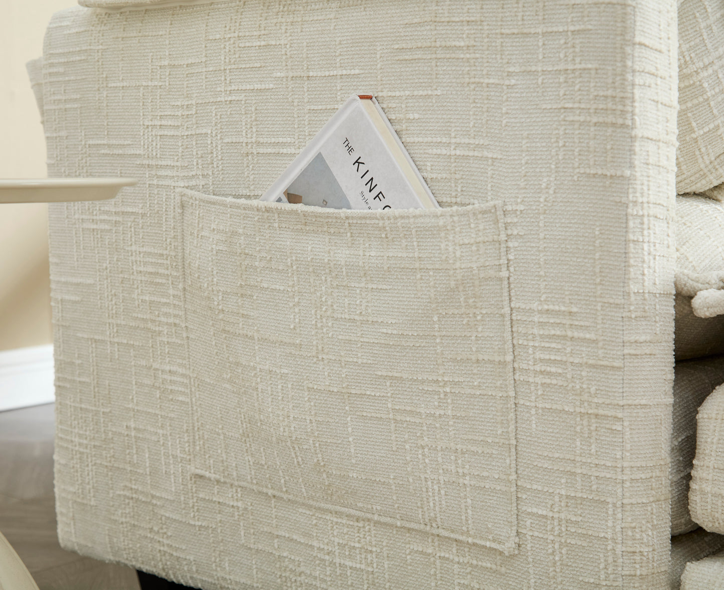 UNITED WE WIN Chenille fabric, solid construction, the overall structure of the sofa is stable, detachable armrests, two foot stools and two-seat sofa with side pockets-海智集-Default-