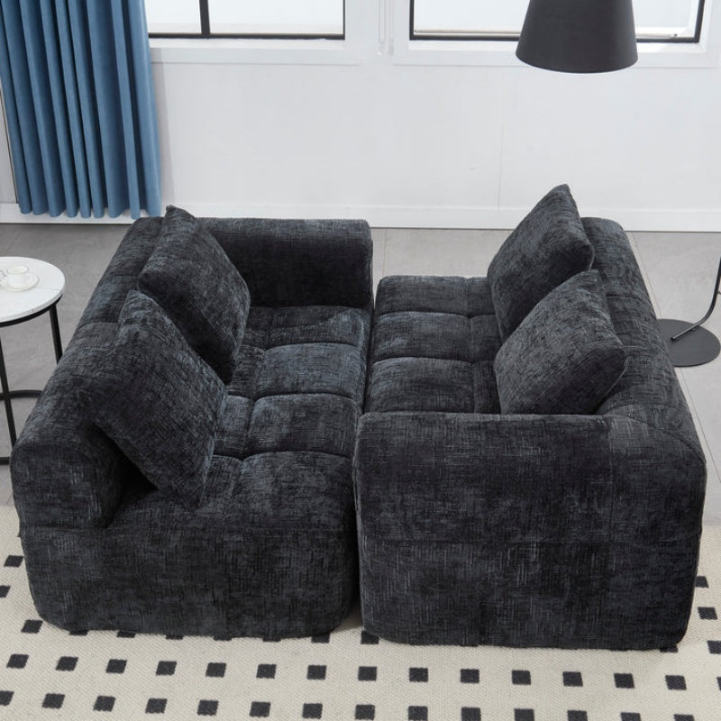UNITED WE WIN Chenille Loveseat Sofa,Minimalist Modular Couches Sleeper for Living Room Bedroom Apartment Lounge-海智集-Default-