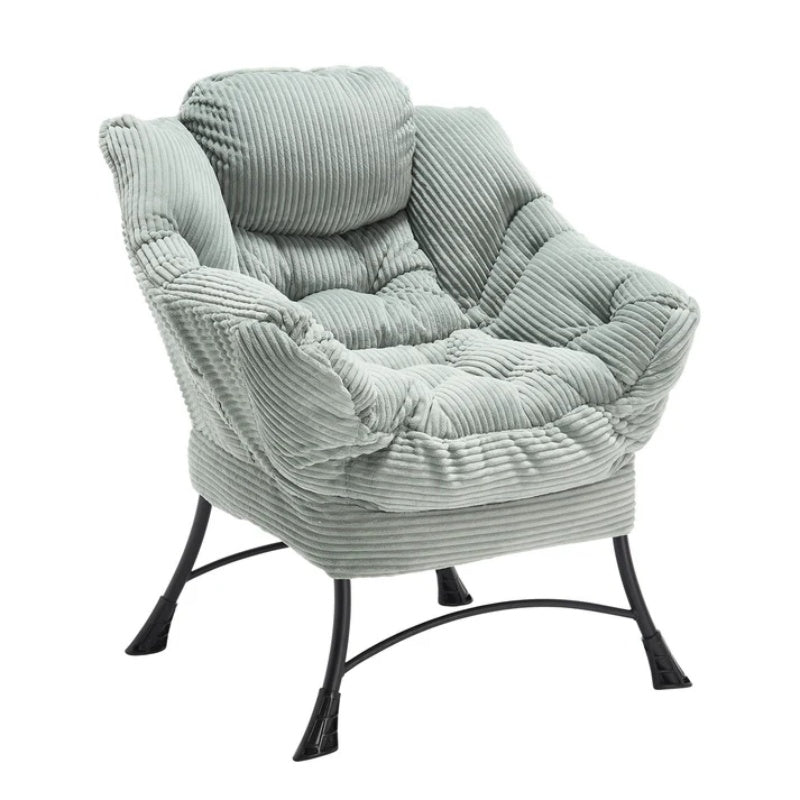 Lazy Chair with Ottoman, Modern Lounge Accent Chair with Armrests and a Side Pocket, Leisure Upholstered Sofa Chair Reading Chair with Footrest for Small Space, Corner Chair-Light green-海智集-Default-
