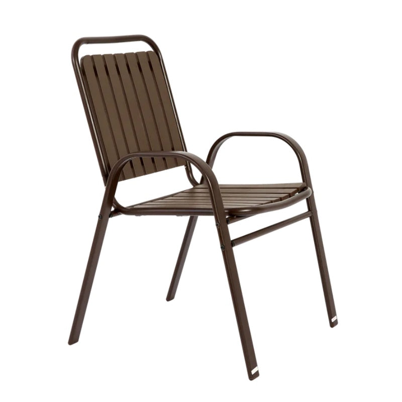 5-Piece Plastic chair and steel table Outdoor Dining Set, plastic Chairs and Table Set for Garden Patio, Brown-海智集-Default-