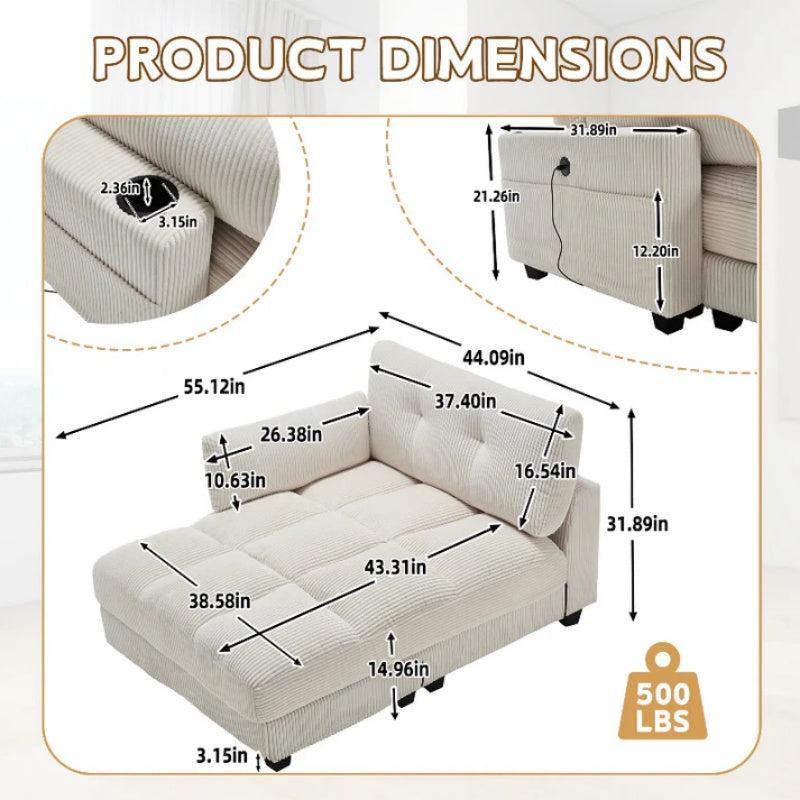 UNITED WE WIN Sleeper Sofa Couch Bed,Oversized Chaise Lounge Chair Cozy Cloud Couch-海智集-Default-