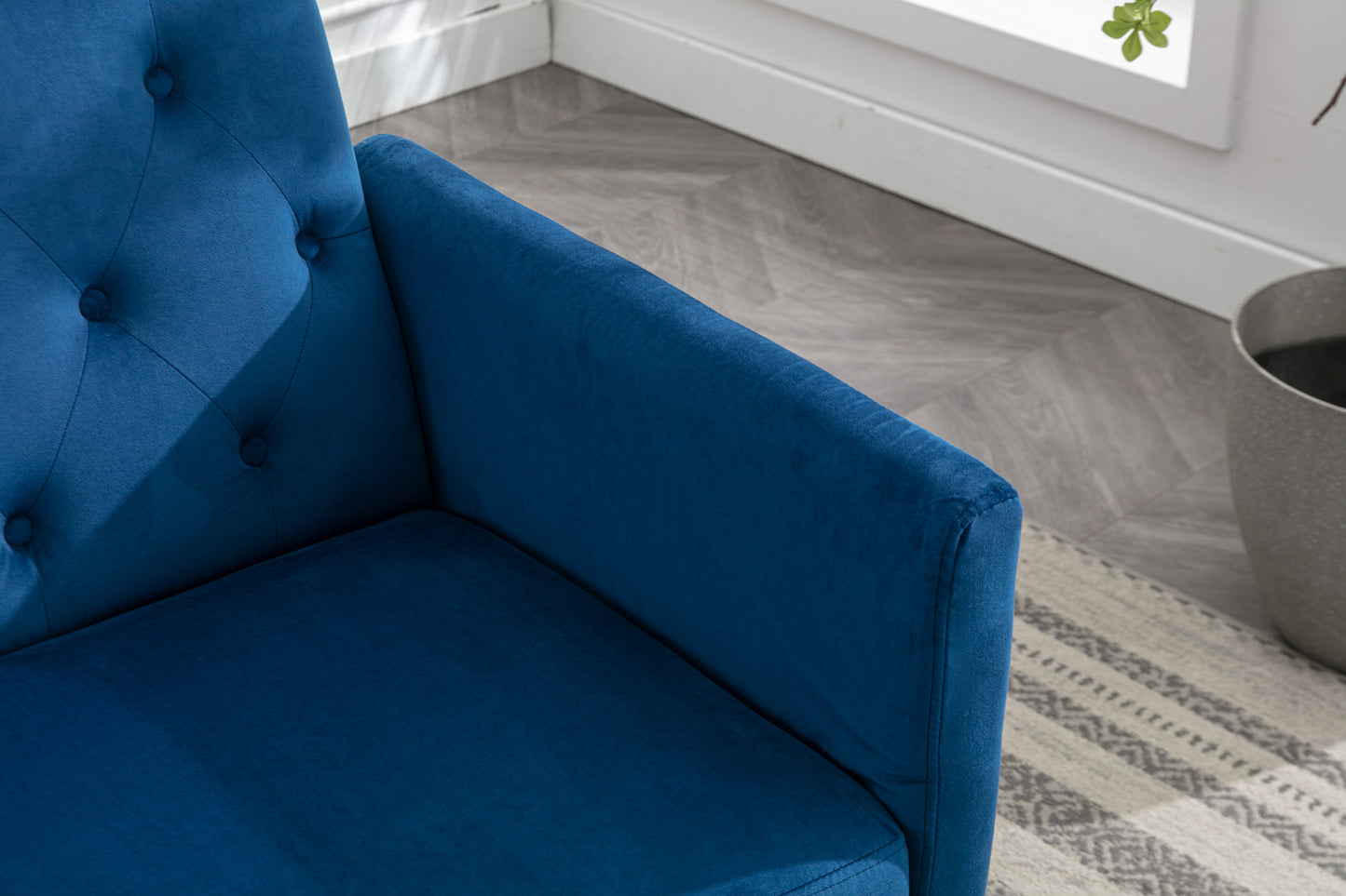COOLMORE Velvet Accent Chair with Adjustable Armrests and Backrest, Button Tufted Lounge Chair, Single Recliner Armchair with Ottoman-海智集-Default-
