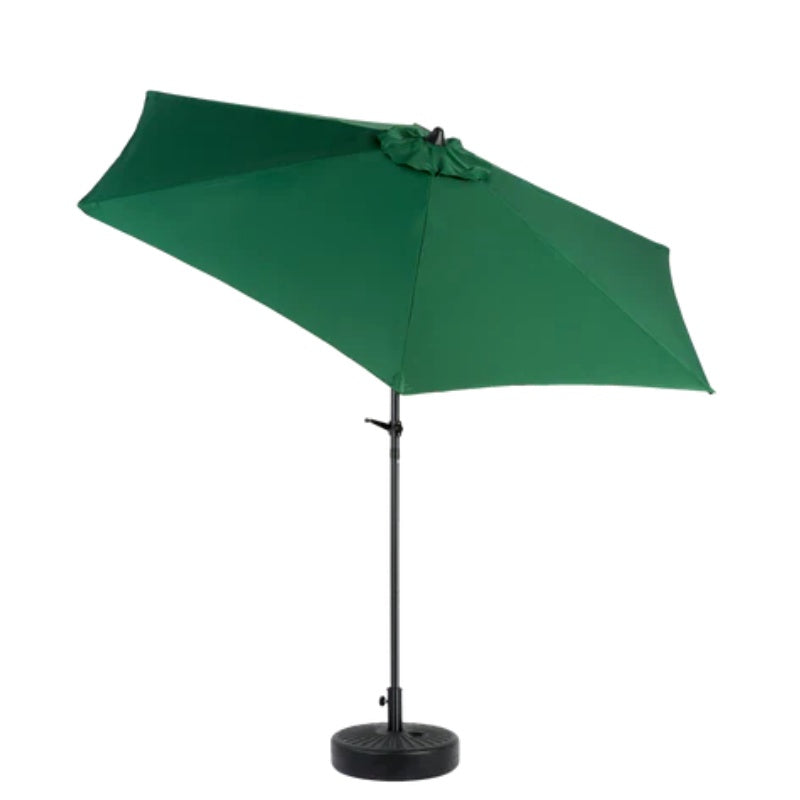 9FT Outdoor Patio Umbrella Outdoor Table Umbrella with Push Button Tilt and Crank, Market Umbrella 6 Sturdy Ribs , Deck, Backyard, Pool (Base Not Included) - ( Dark green )-海智集-Default-