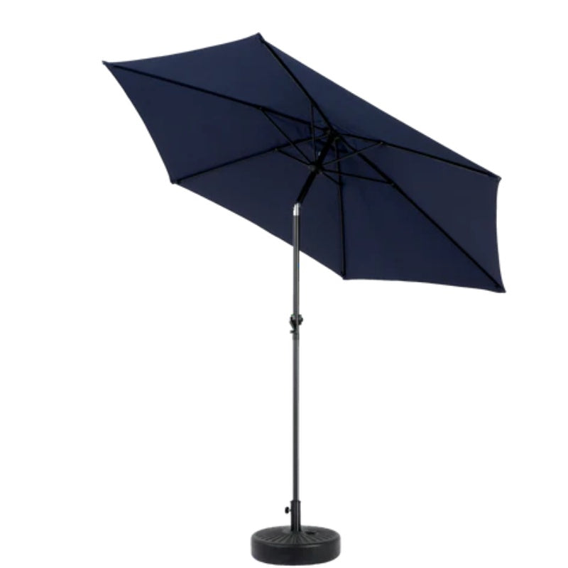 9FT Outdoor Patio Umbrella Outdoor Table Umbrella with Push Button Tilt and Crank, Market Umbrella 6 Sturdy Ribs , Deck, Backyard, Pool (Base Not Included) - (Navy blue )-海智集-Default-