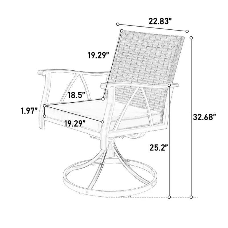 5 Piece Patio Dining Set for 4,Outdoor Wicker Furniture Set for Backyard Garden Deck Poolside with 4 Cushions Swivel Rocker Chairs,steel Table Top, Removable Cushions-海智集-Default-