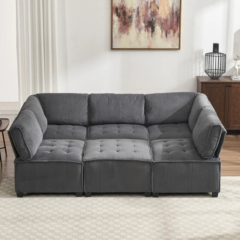 UNITED WE WIN Modular Sectional Sofa U Shaped Modular Couch with Reversible Chaise Modular Sofa Sectional Couch,6- Seat Convertible Sofa,Fit for Living Room-海智集-Default-