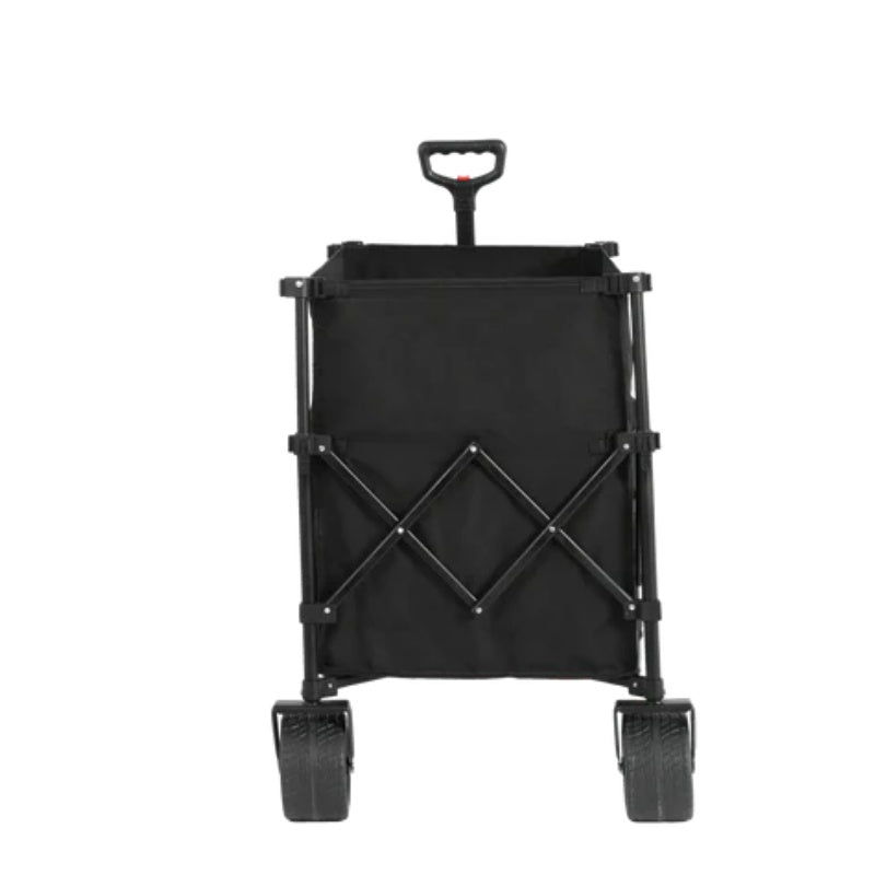 Beach Wagon,Collapsible Wagon 220lbs with Big Wheels Foldable Wagon Carts, Heavy Duty 300L Folding Utility Garden Cart with Big All-Terrain Beach Wheels & Drink Holders. Black-海智集-Default-