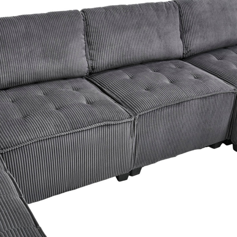 UNITED WE WIN Modular Sectional Sofa U Shaped Modular Couch with Reversible Chaise Modular Sofa Sectional Couch,6- Seat Convertible Sofa,Fit for Living Room-海智集-Default-