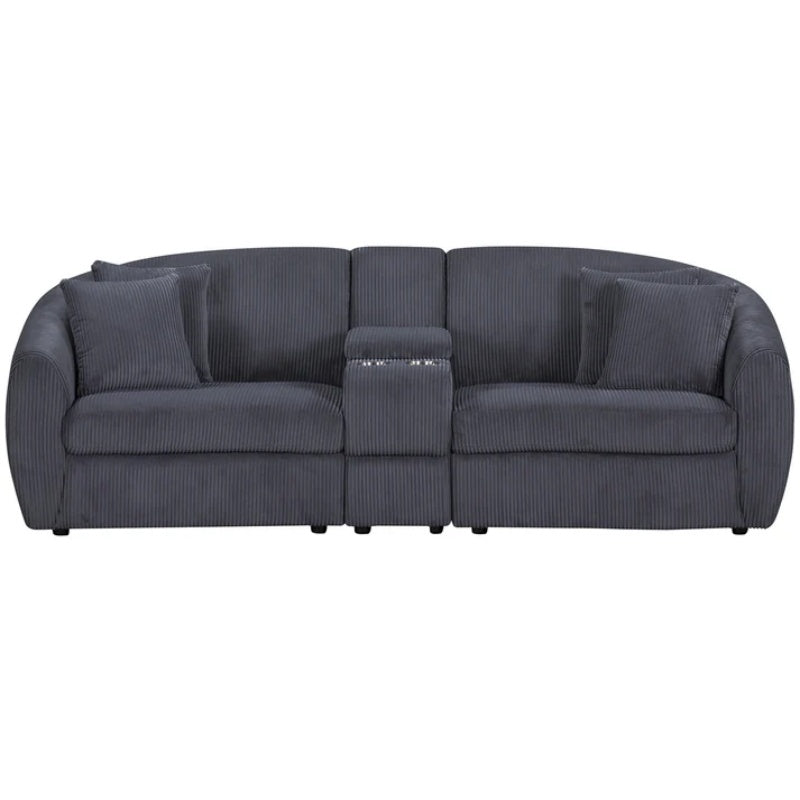 UNITED WE WIN corduroy fabric, two cup holders, storage, oversized two-seat, solid wood frame, high quality sponge filling, curved placement sofa-海智集-Default-