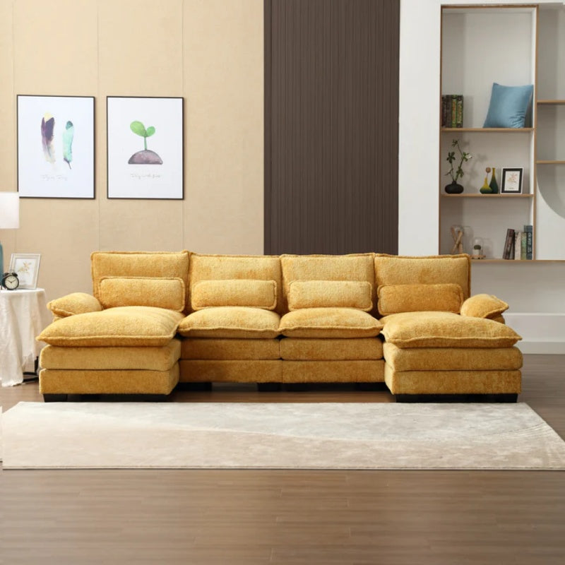 UNITED WE WIN Modern Large chenille Fabric U-Shape Sectional Sofa-海智集-Default-