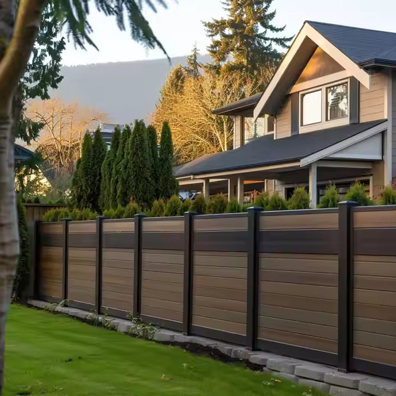 Exterior Plastic Composite Wood Home Garden Patio UV Resistant and Waterproof Wpc Fence Yellow DIY Dark Metal Polish-海智集-