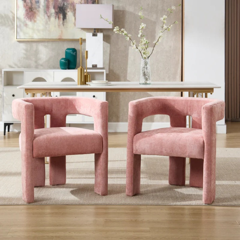 Campcraft Contemporary Designed Fabric Upholstered Accent/Dining Chair /Barrel Side Chairs Kitchen Armchair for Living Room 2PC/SET-海智集-Default-