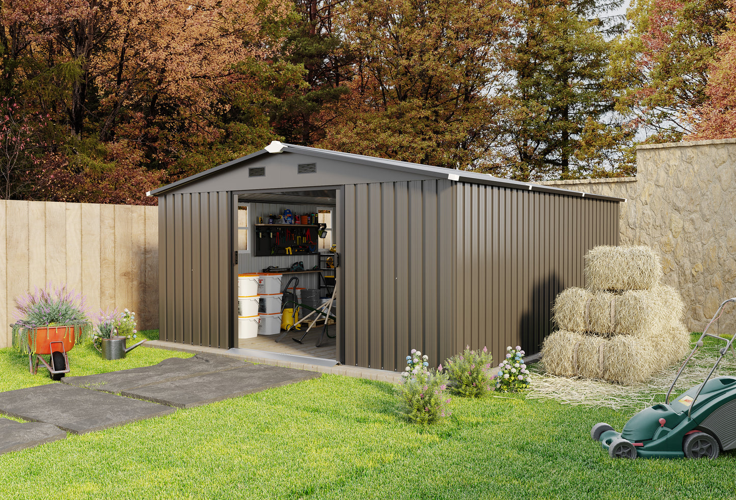 Campcraft 0.25mm color steel plate, surface protective film, Two daylight Windows, A practical and thoughtful gift,two colors can be freely selected storage sheds-海智集-Default-