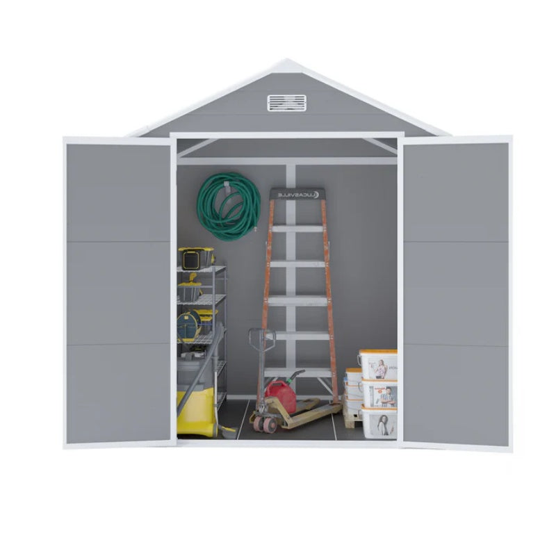 Campcraft 6*5ft resin storage shed, high quality pp material, strong structure, waterproof, rust and UV proof, large storage space, 12mm thick pp board, HD window lighting-海智集-Default-