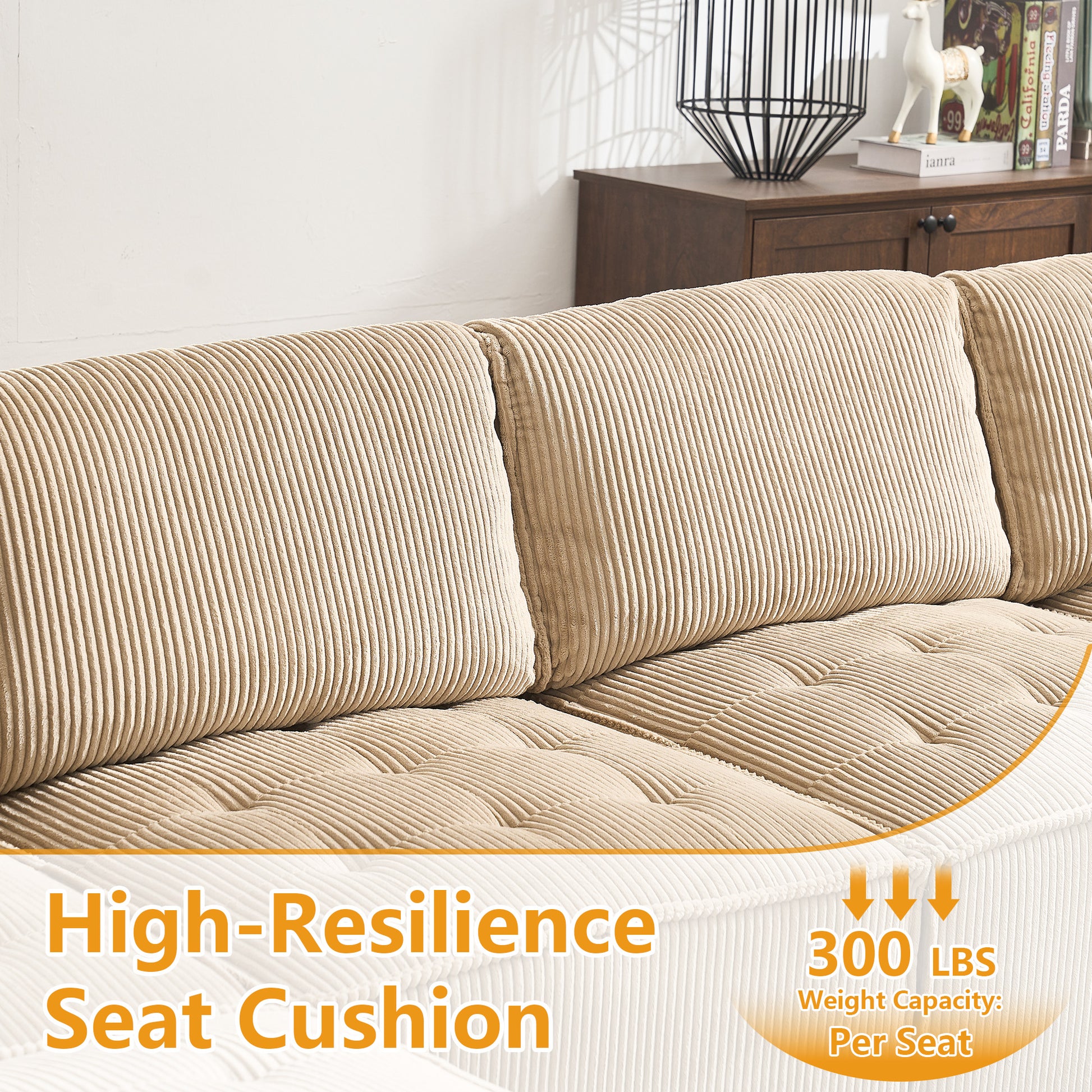 UNITED WE WIN Modular Sectional Sofa U Shaped Modular Couch with Reversible Chaise Modular Sofa Sectional Couch,6- Seat Convertible Sofa,Fit for Living Room-海智集-Default-