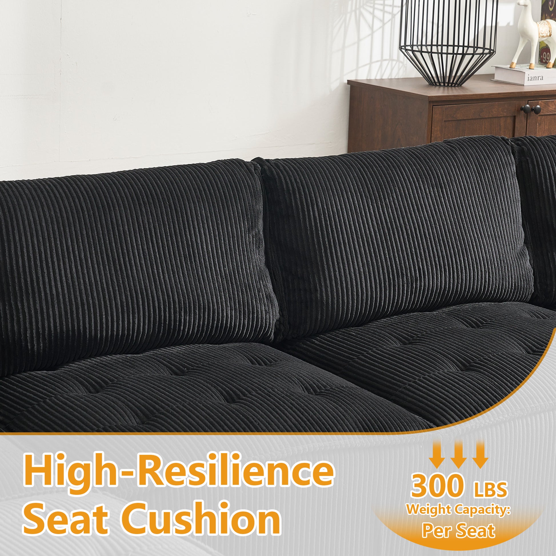 UNITED WE WIN Modular Sectional Sofa U Shaped Modular Couch with Reversible Chaise Modular Sofa Sectional Couch,6- Seat Convertible Sofa,Fit for Living Room-海智集-Default-