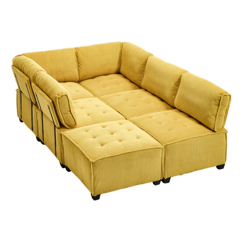 UNITED WE WIN Modular Sectional Sofa U Shaped Modular Couch with Reversible Chaise Modular Sofa Sectional Couch,6- Seat Convertible Sofa,Fit for Living Room-海智集-Default-