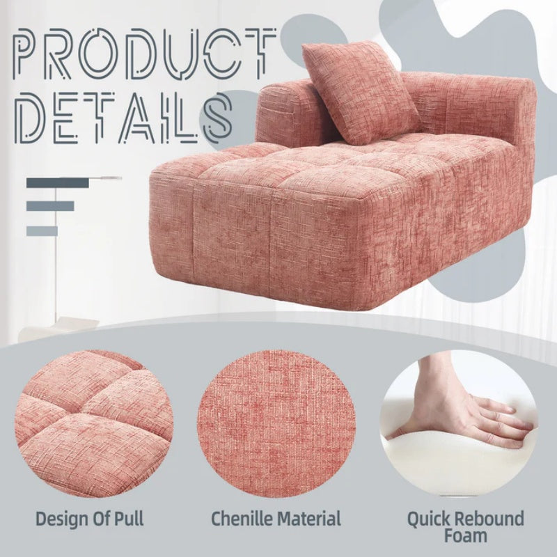 UNITED WE WIN Chenille Loveseat Sofa,Minimalist Modular Couches Sleeper for Living Room Bedroom Apartment Lounge-海智集-Default-