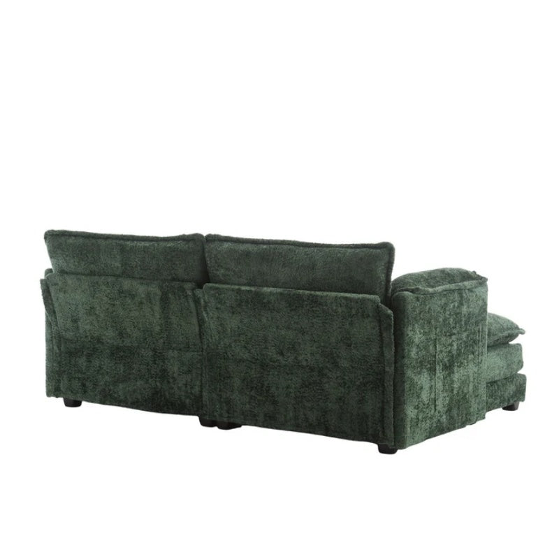 UNITED WE WIN Chenille fabric, removable armrests with side pockets, high density sponge filling, oversized double sofa with footstool-海智集-Default-