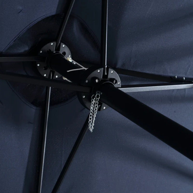 14.8 Ft Double Sided Outdoor Umbrella Rectangular Large with Crank ( Navy blue )(No Base)-海智集-Default-