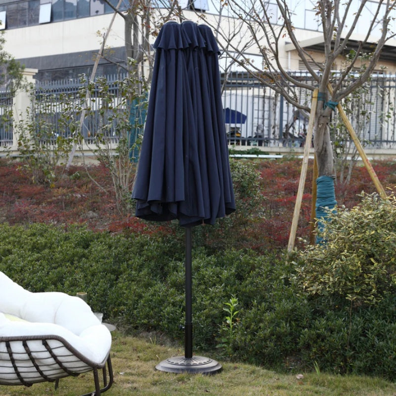 14.8 Ft Double Sided Outdoor Umbrella Rectangular Large with Crank ( Navy blue )(No Base)-海智集-Default-