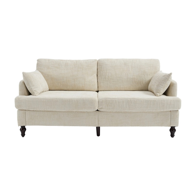 Modern Style Chenille 2-Seater Sofa with LED Light, USB Port, Storage Bag, Wood Legs-海智集-Default-
