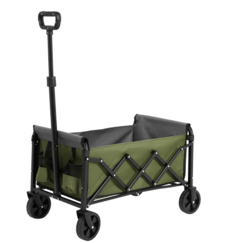 Lightweight Portable Heavy Duty Folding Beach Wagons with Wheels - Outdoor Utility Carts for Grocery, Camping, Shopping, Sports, Garden with Large Capacity -Army green-海智集-Default-