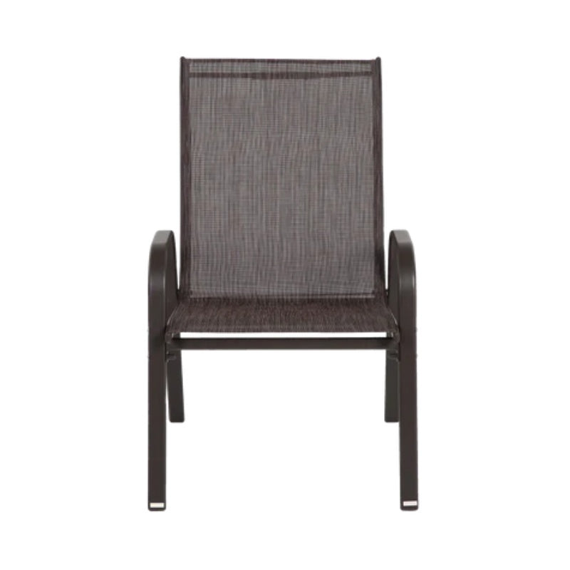 3 Piece Patio set, Outdoor Camping Chairs with Breathable Textilene Fabric, folding table with steel table top, 2chairs and 1table set ( Brown)-海智集-Default-
