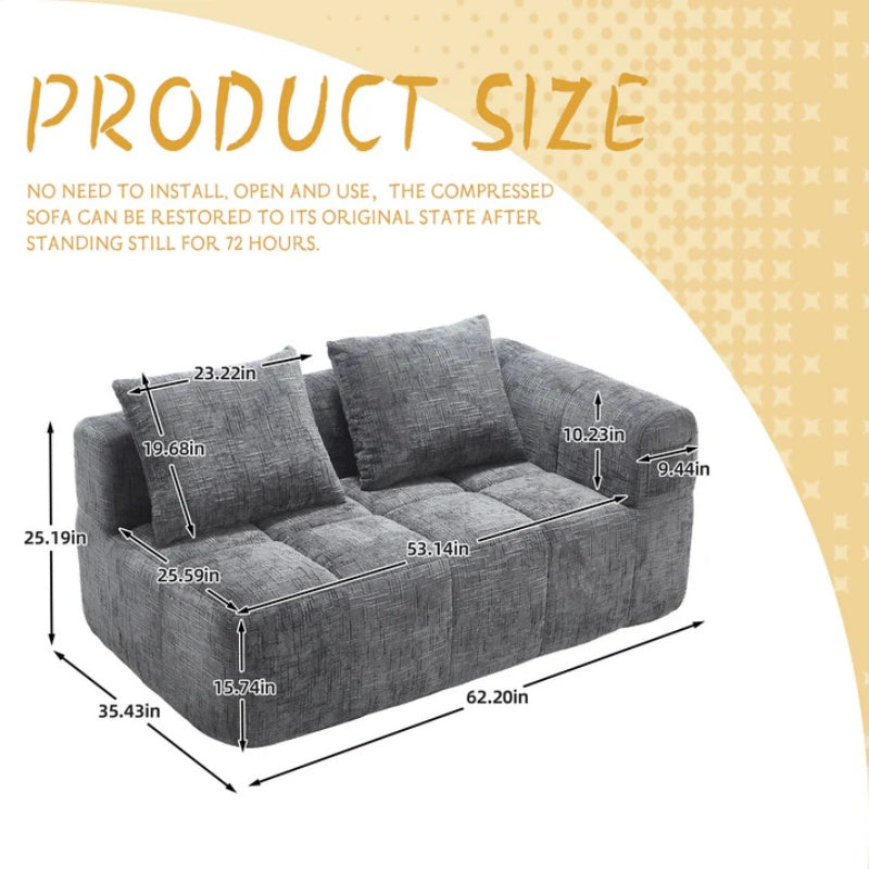 UNITED WE WIN Chenille Loveseat Sofa,Minimalist Modular Couches Sleeper for Living Room Bedroom Apartment Lounge-海智集-Default-
