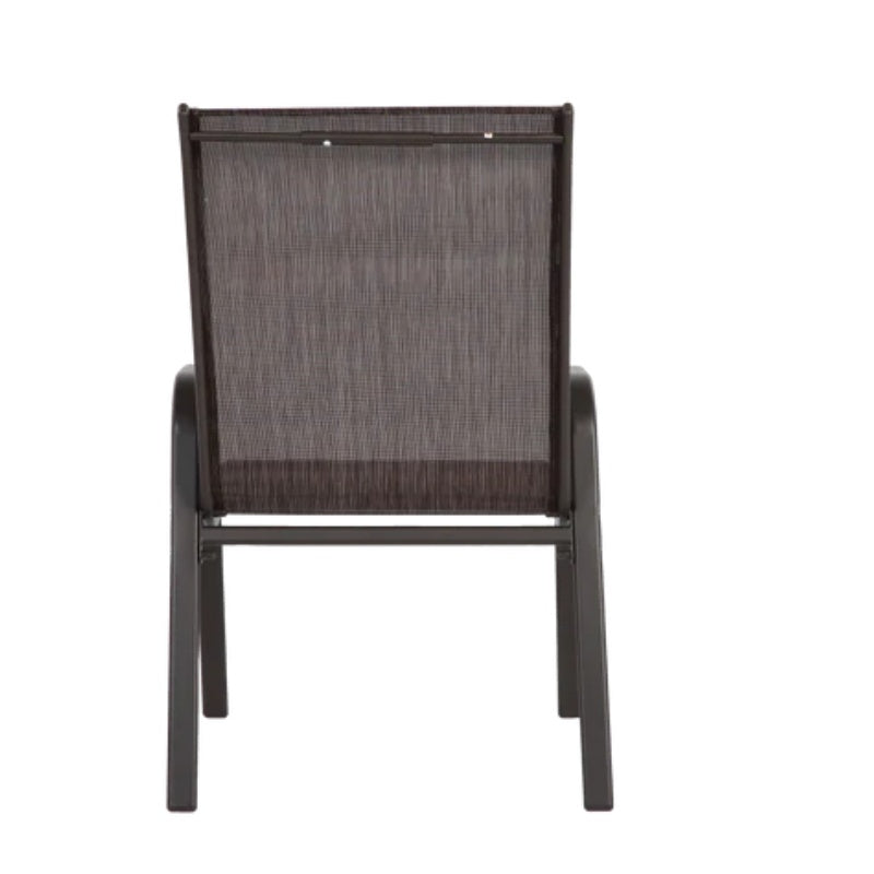 2 Piece Patio Chairs, Outdoor Camping Chairs with Breathable Textilene Fabric, Set of 2 Garden Chairs with Armrest High Backrest for Garden Patio Pool Beach Yard Space Saving ( Brown)-海智集-Default-