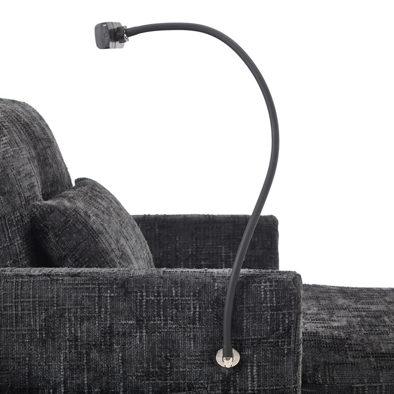 Multifunctional Lazy Person Sofa Recliner with Storage Backrest and Cell Phone Bracket in Chenille for Living Room or Bedroom-海智集-Default-