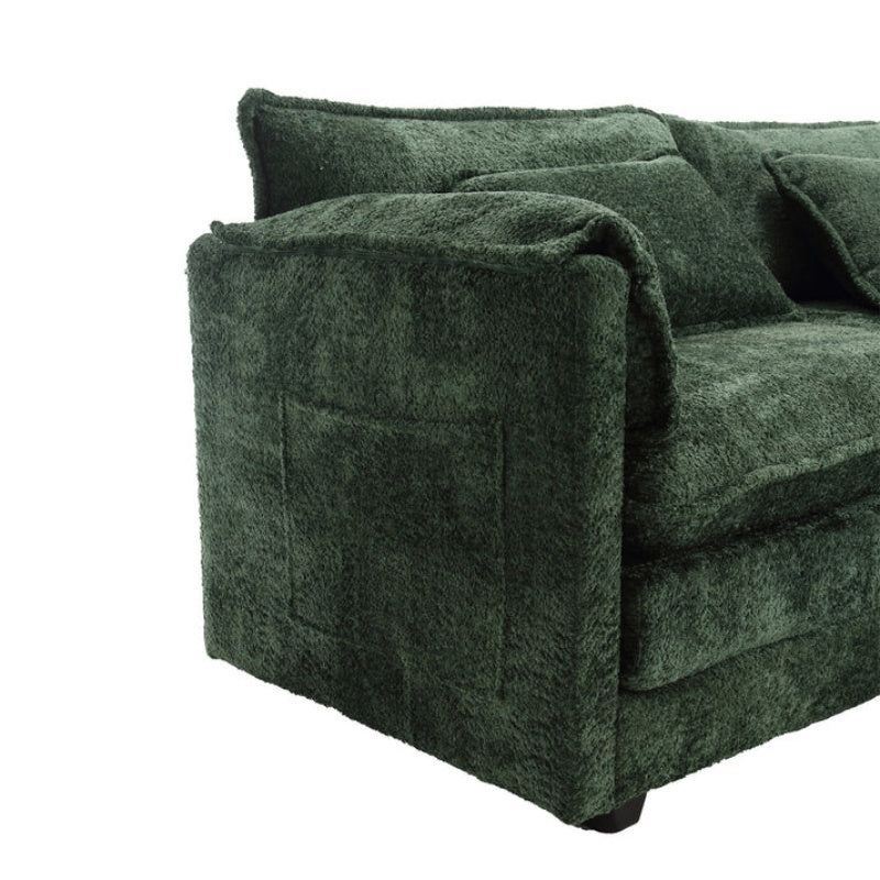 UNITED WE WIN Chenille fabric, removable armrests with side pockets, high density sponge filling, oversized double sofa with footstool-海智集-Default-