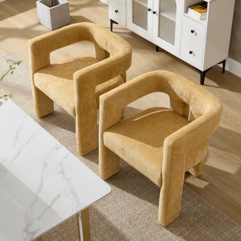 Campcraft Contemporary Designed Fabric Upholstered Accent/Dining Chair /Barrel Side Chairs Kitchen Armchair for Living Room 2PC/SET-海智集-Default-