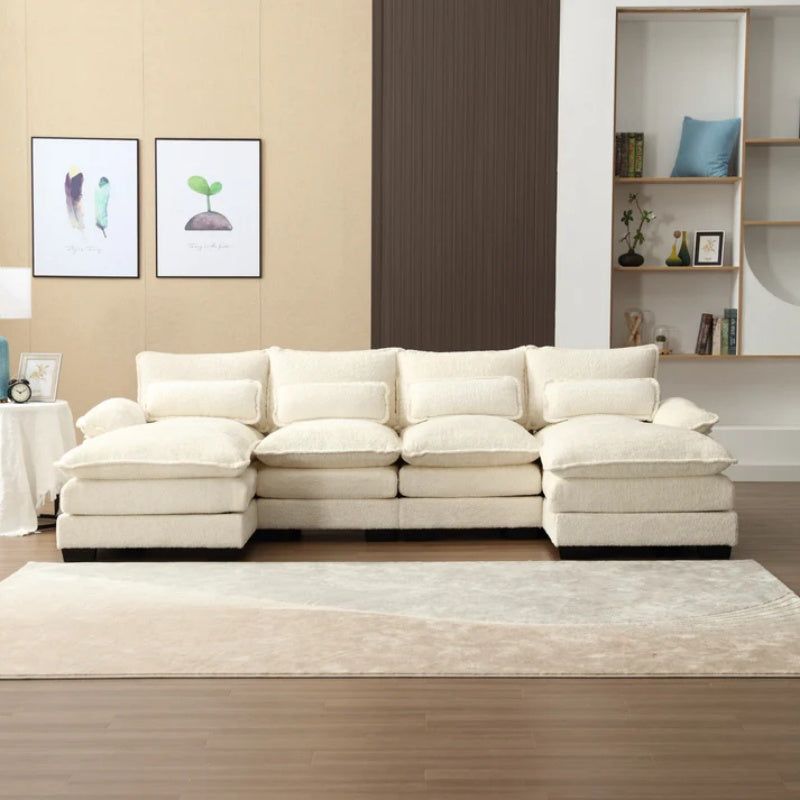 UNITED WE WIN Modern Large chenille Fabric U-Shape Sectional Sofa-海智集-Default-